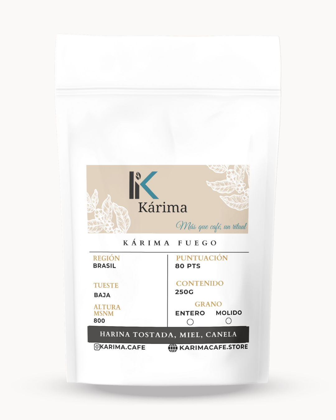 Kárima Fuego- Café intenso, con notas cálidas y baja acidez